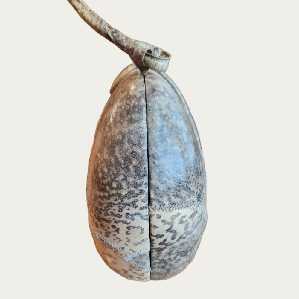 Vintage Patchwork Exotic Gray Leather Shoulder Ba… - image 3